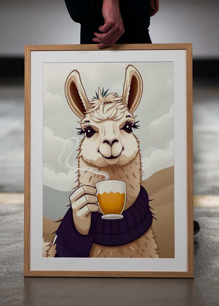 Llama Drink Coffee
