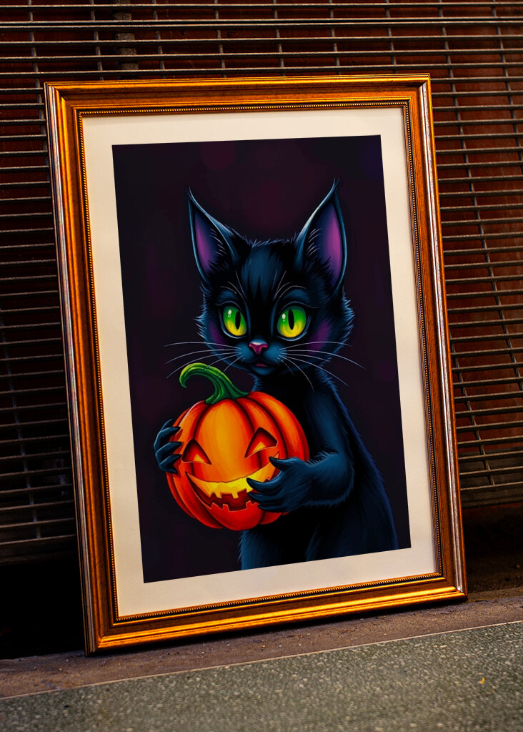 svart katt halloween