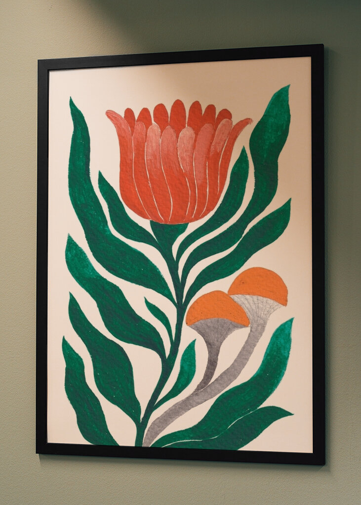 oranžový a zelený kvet