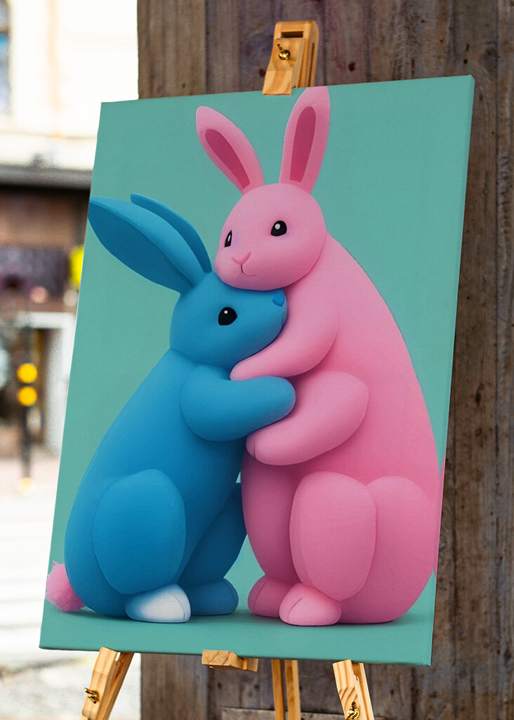 Lapin Rose Et Bleu
