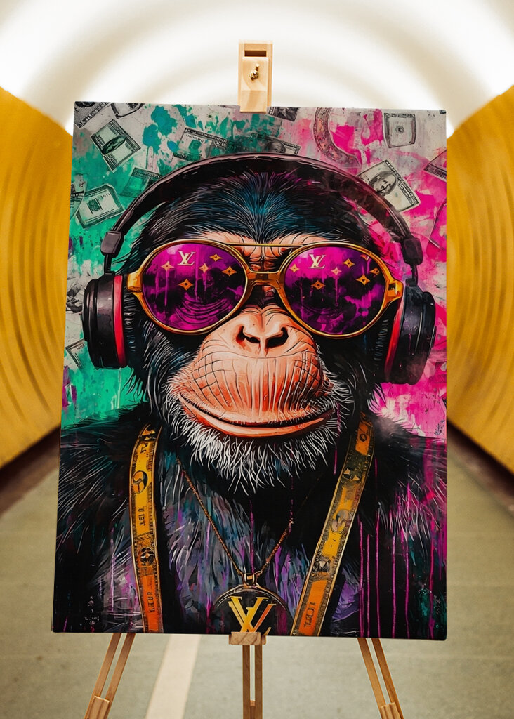 Pop-Art-Affe mit Kopfhörer