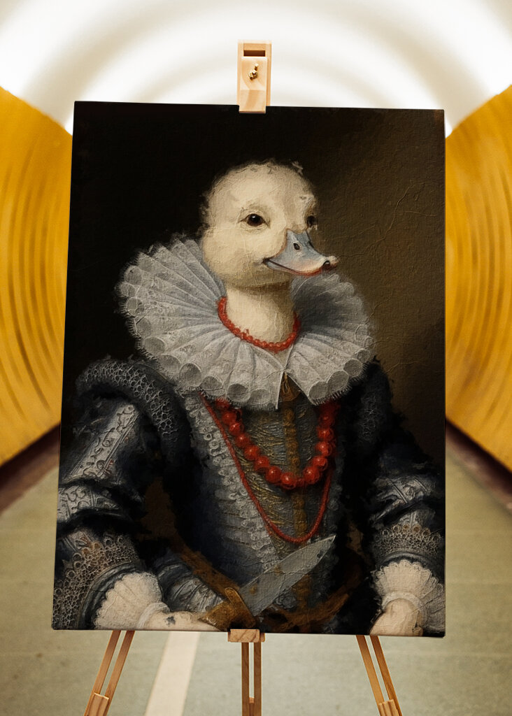 Pato real con cuchillo