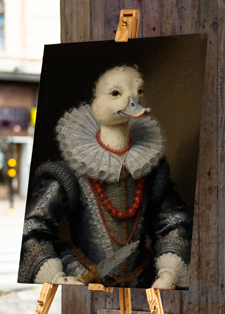 Pato real con cuchillo