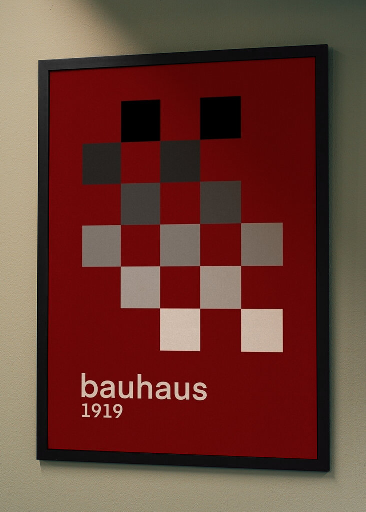 Bauhaus red with squares 