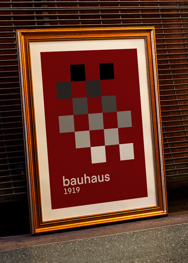 Bauhaus red with squares 