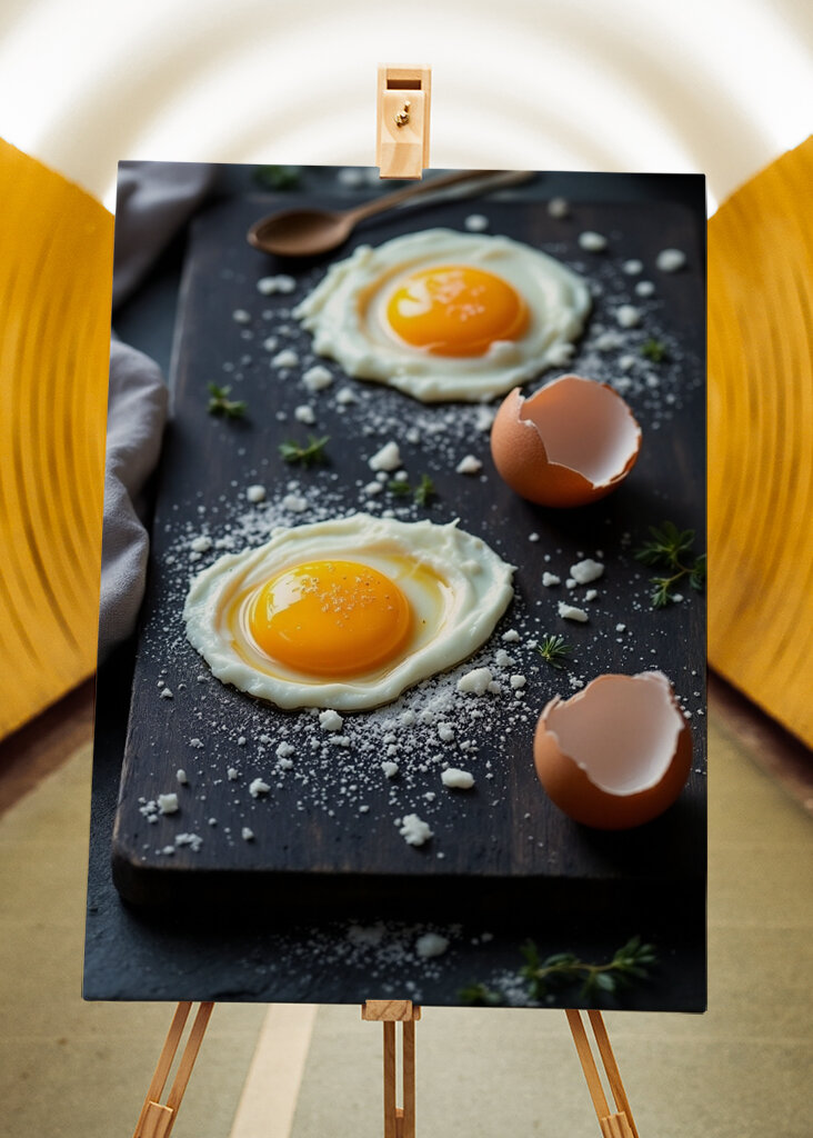 Jajka na desce do krojenia