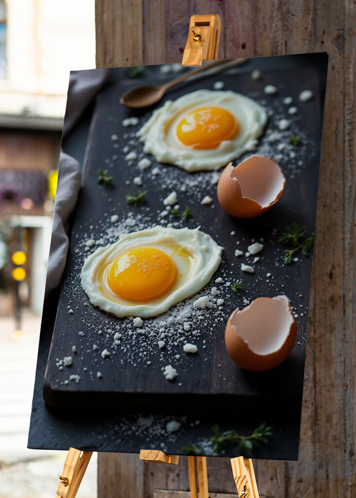 Jajka na desce do krojenia