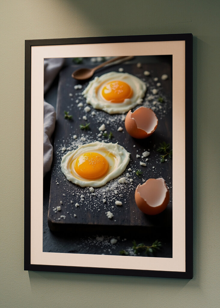 Jajka na desce do krojenia