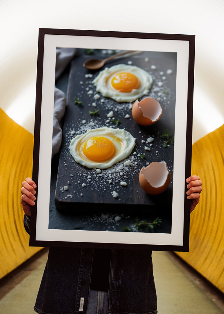 Jajka na desce do krojenia