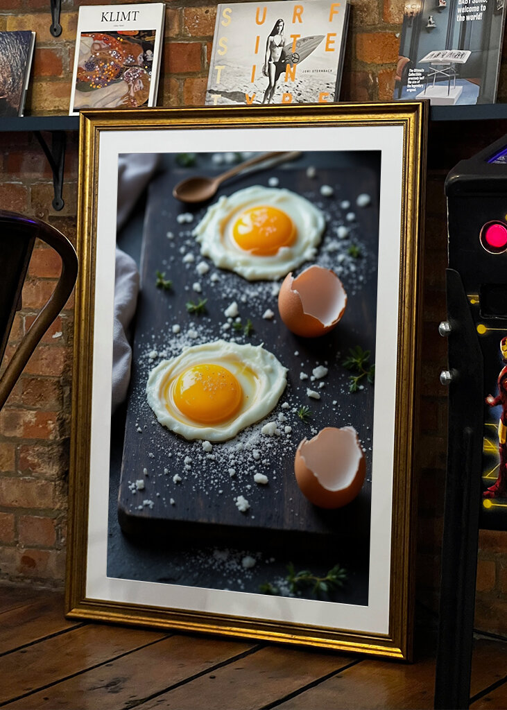 Jajka na desce do krojenia