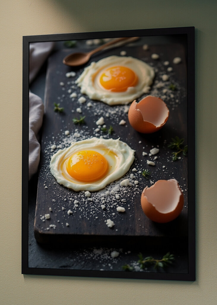 Jajka na desce do krojenia
