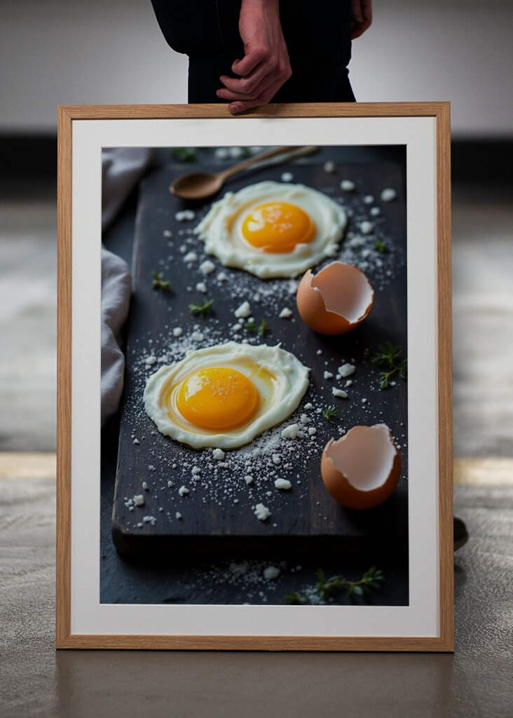 Jajka na desce do krojenia