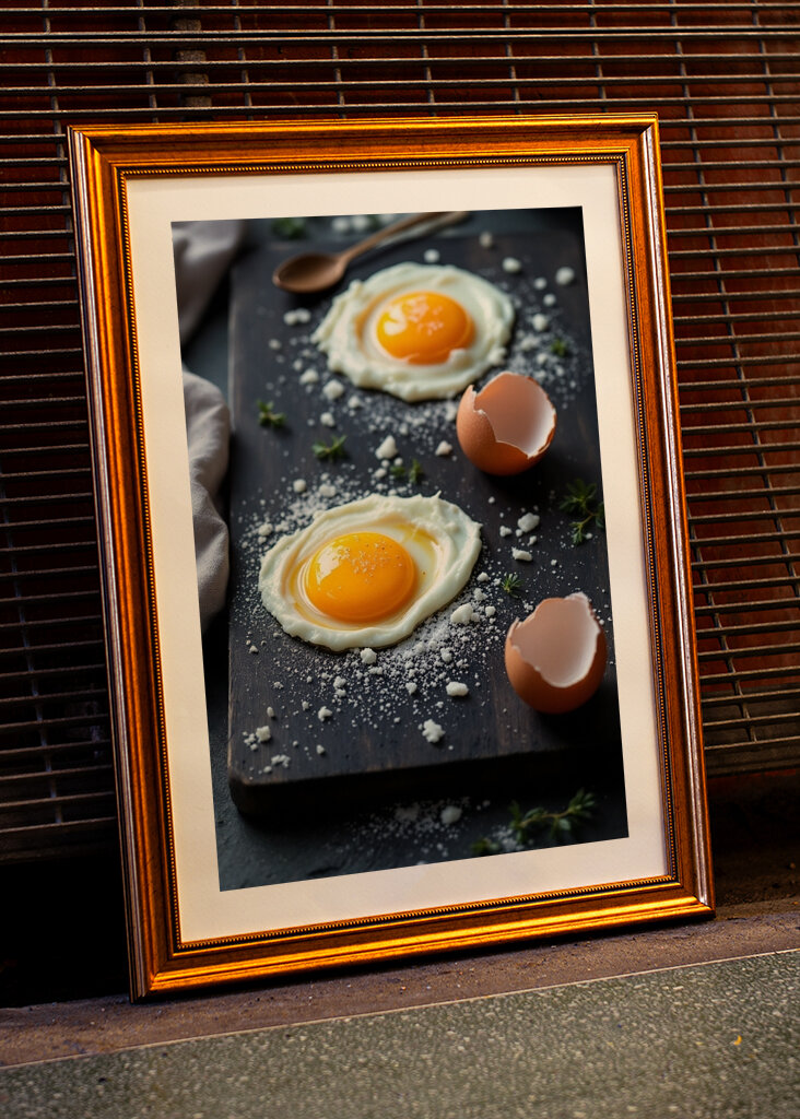 Jajka na desce do krojenia