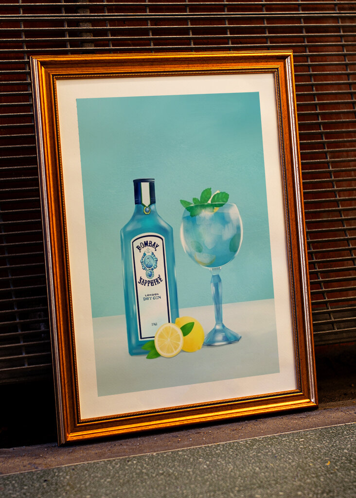 Blue Dry Gin Cocktail 