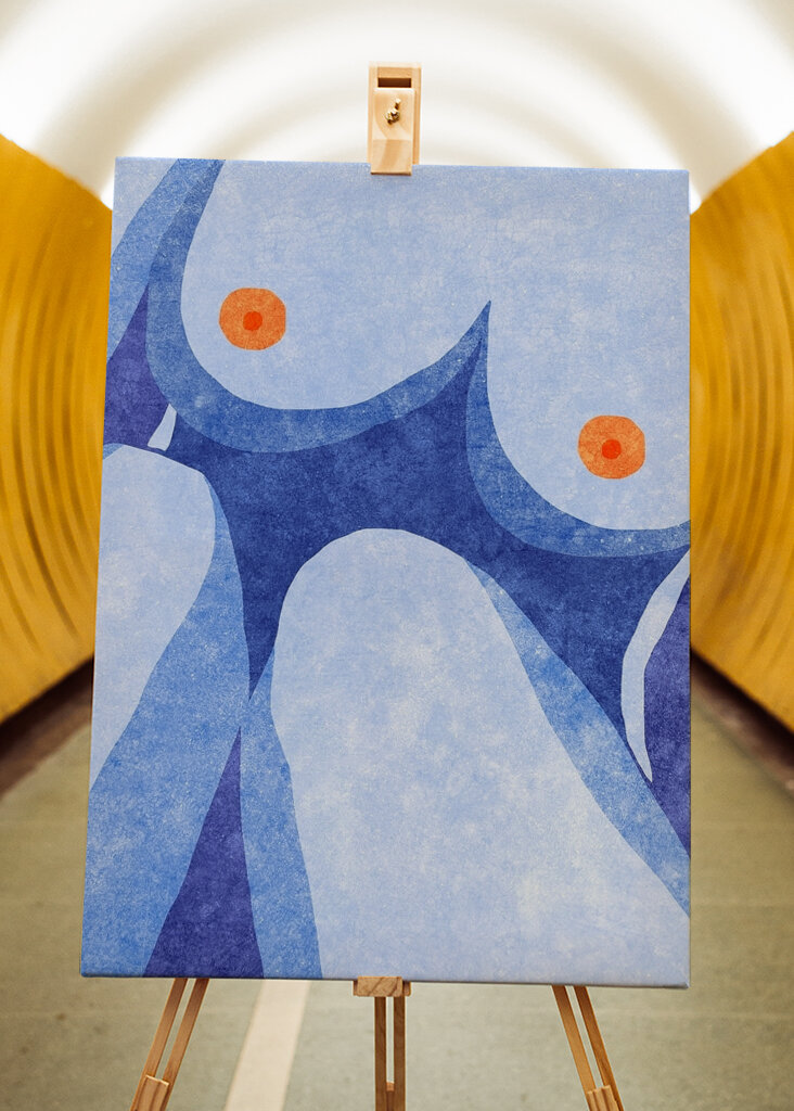 Abstraktní tělo v modré barvě