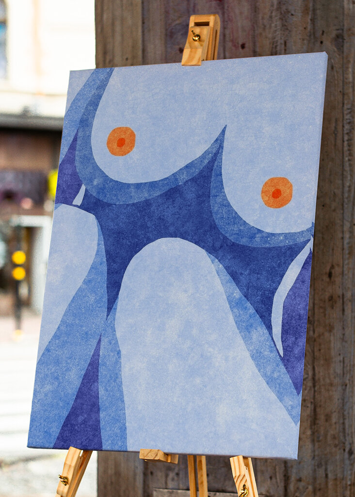 Abstraktní tělo v modré barvě