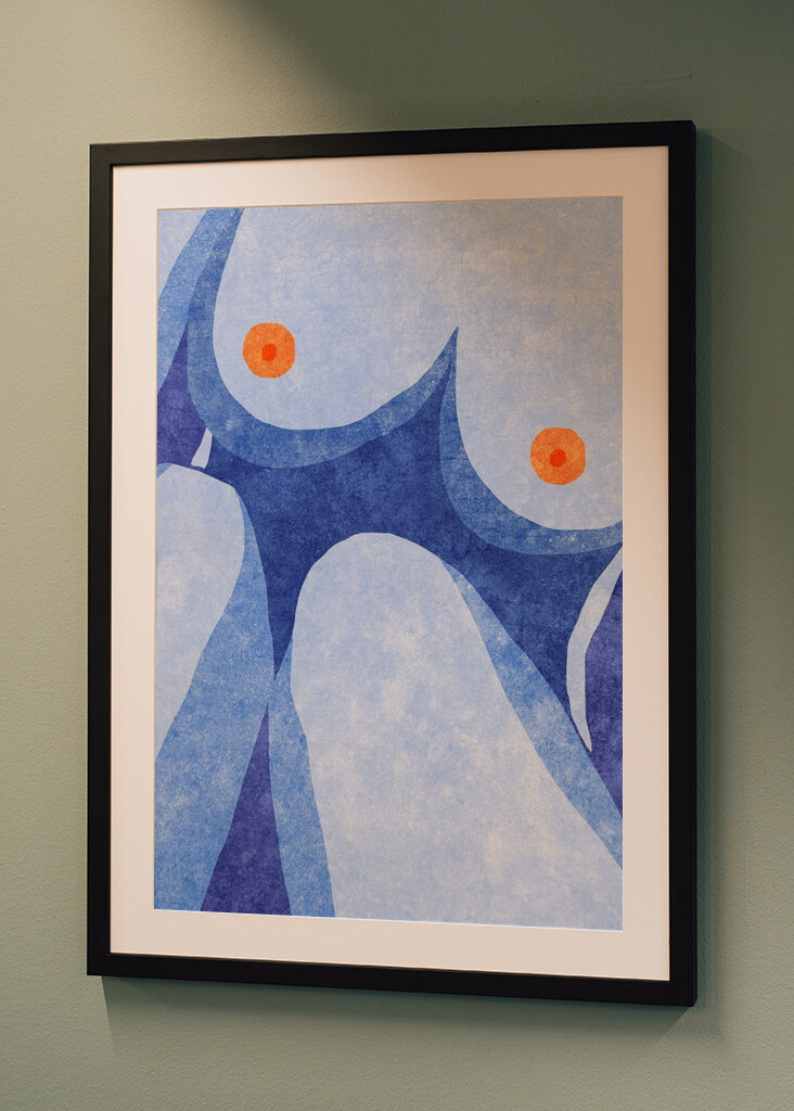 Abstraktní tělo v modré barvě