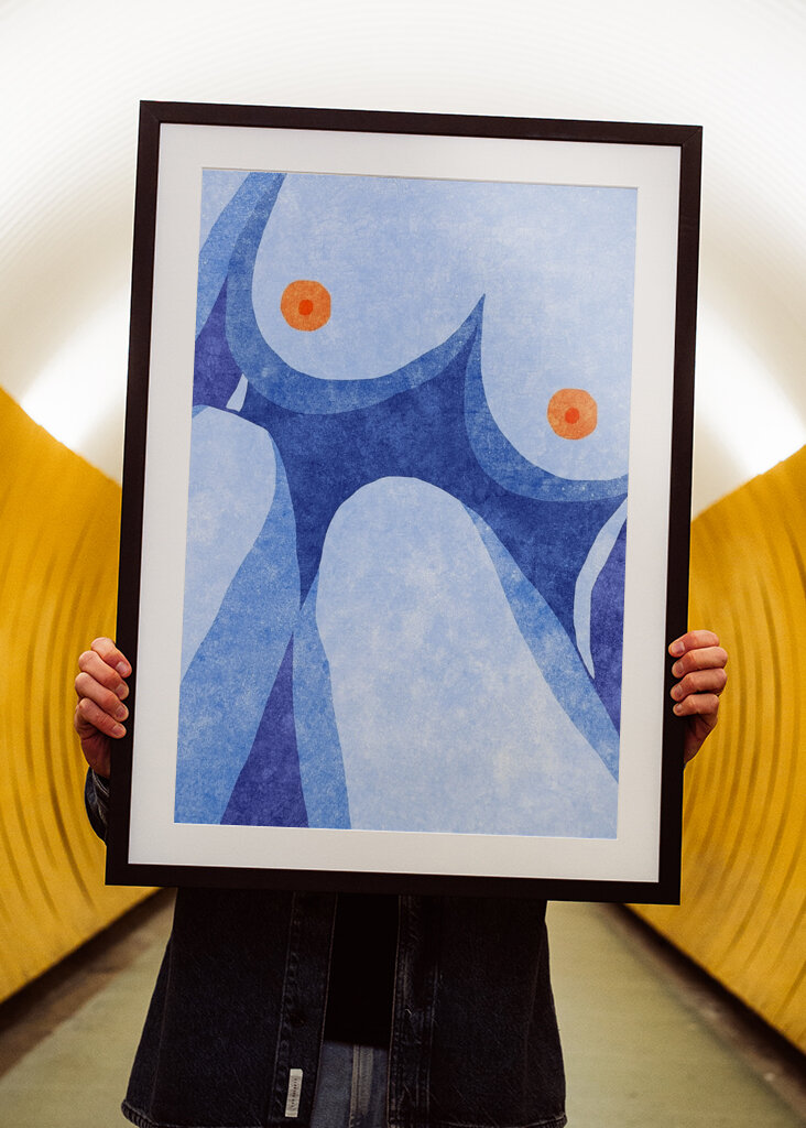 Abstraktní tělo v modré barvě