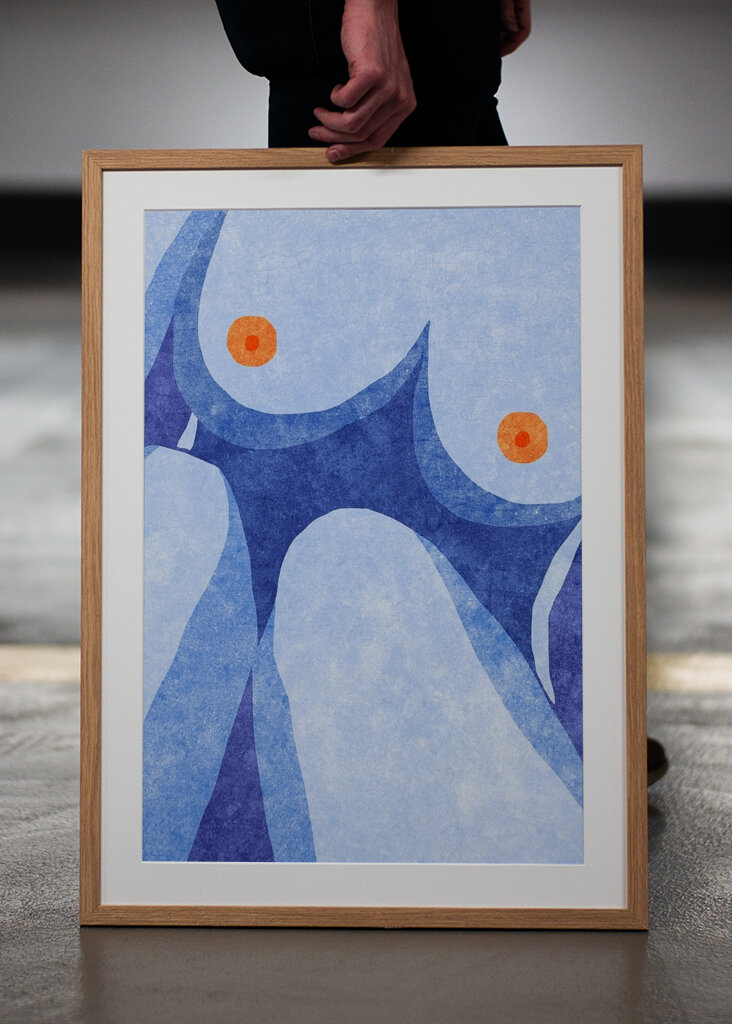 Abstraktní tělo v modré barvě