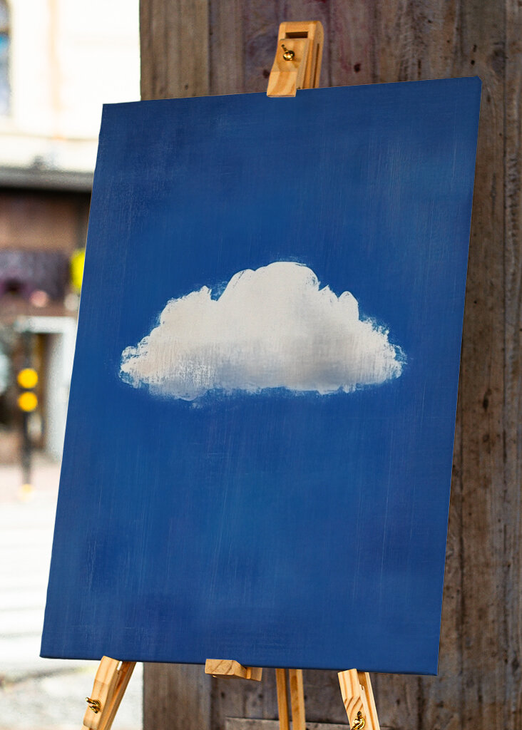 Wolk Wall Art Schilderij Blauw