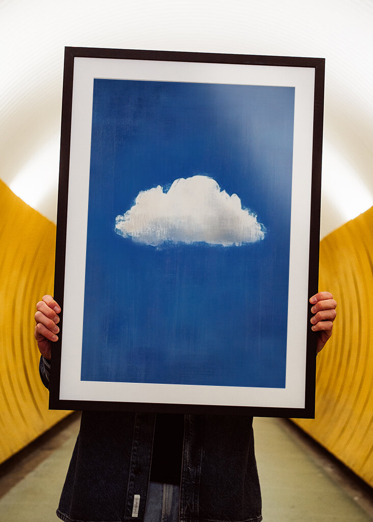 Wolk Wall Art Schilderij Blauw