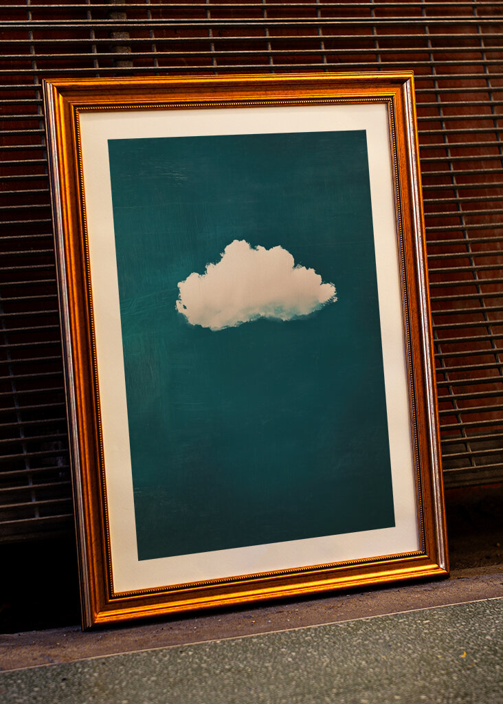 Peinture nuage turquoise ciel bleu