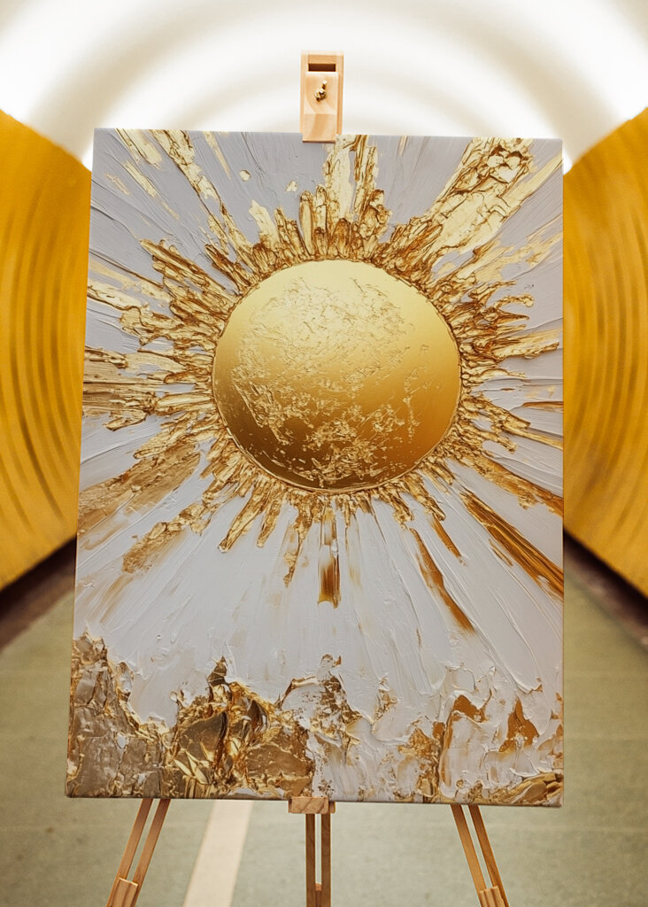 Gold sun as a painting