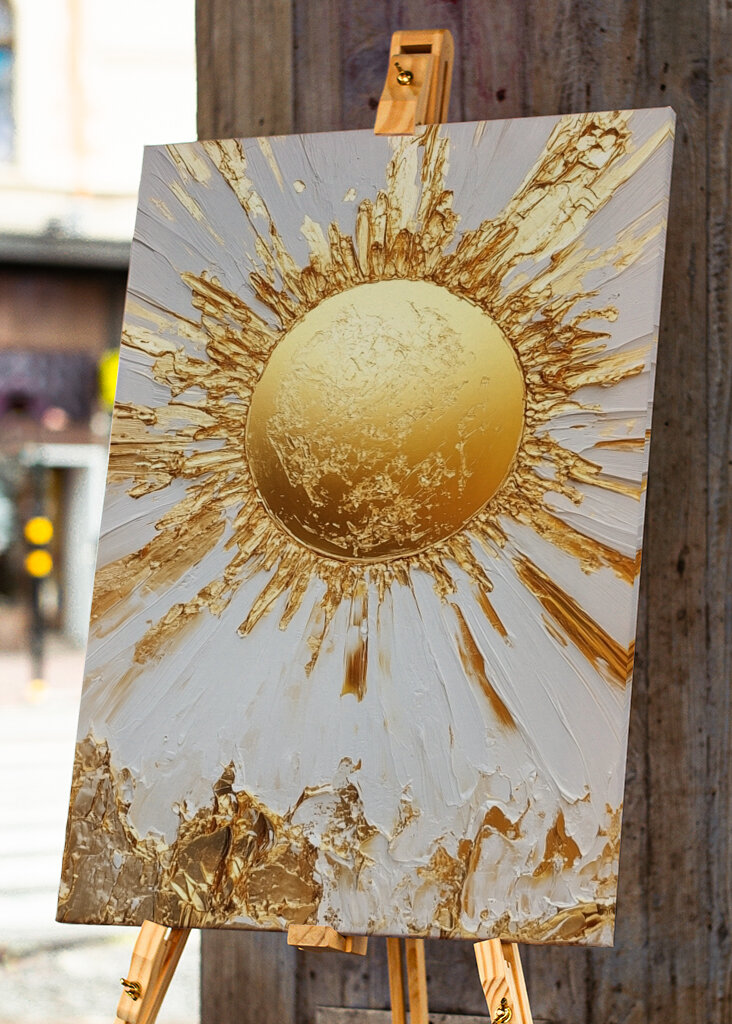 Gold sun as a painting