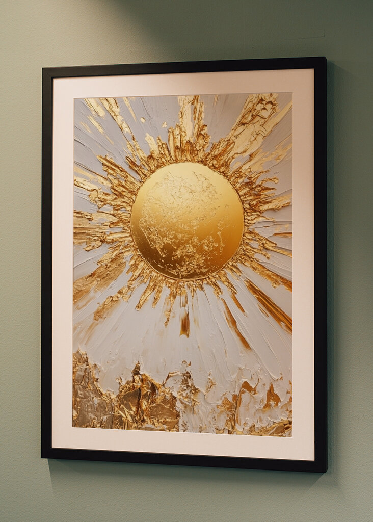 Gold sun as a painting