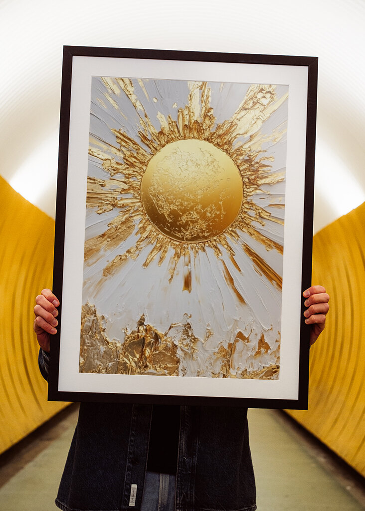 Gold sun as a painting