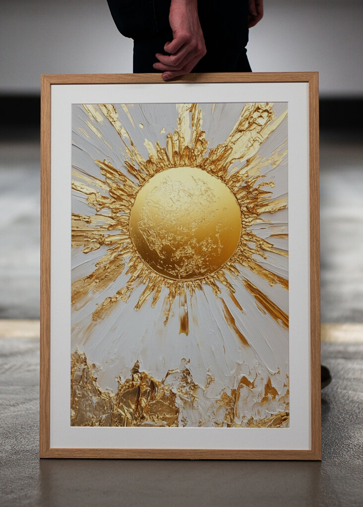 Gold sun as a painting
