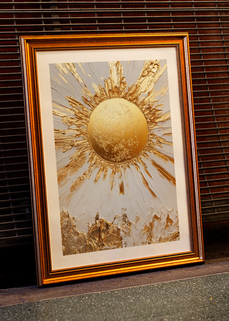 Gold sun as a painting