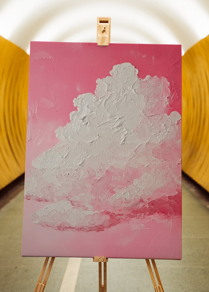 Pink sky and white clouds