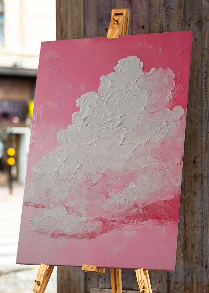 Pink sky and white clouds