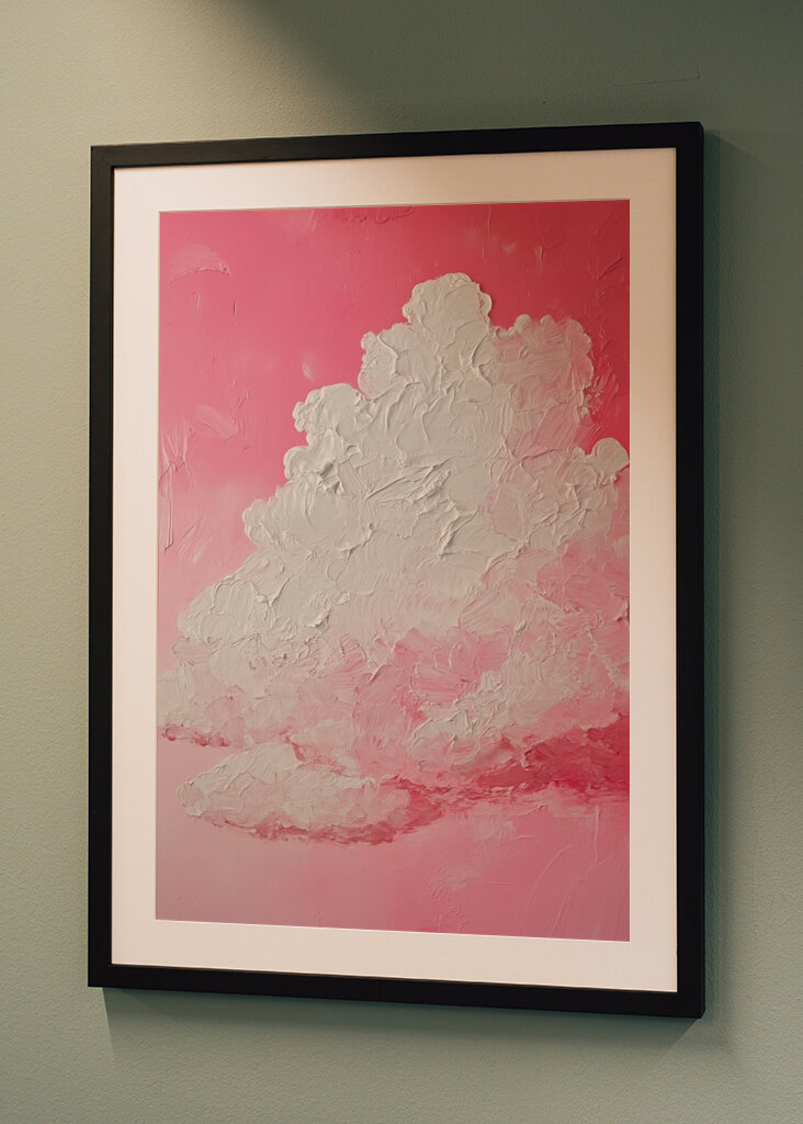 Pink sky and white clouds