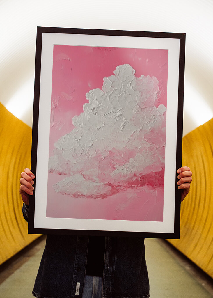 Pink sky and white clouds