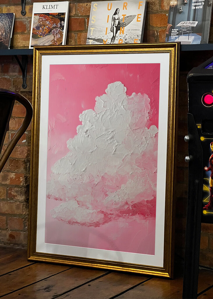 Pink sky and white clouds