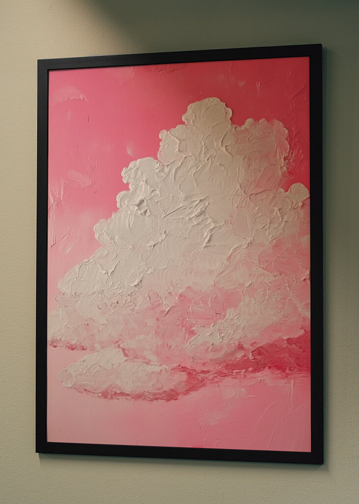 Pink sky and white clouds