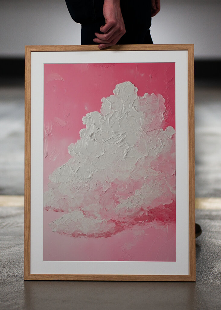 Pink sky and white clouds