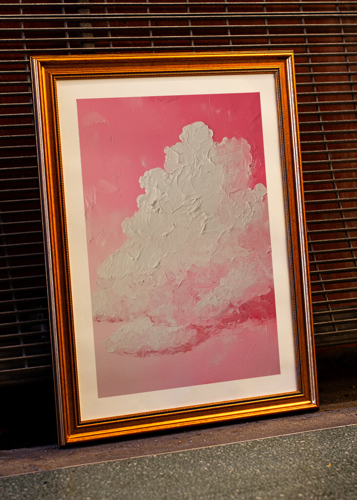 Pink sky and white clouds