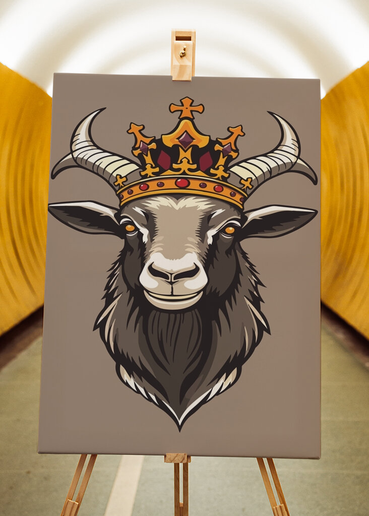 Korunovaná koza v šedé barvě