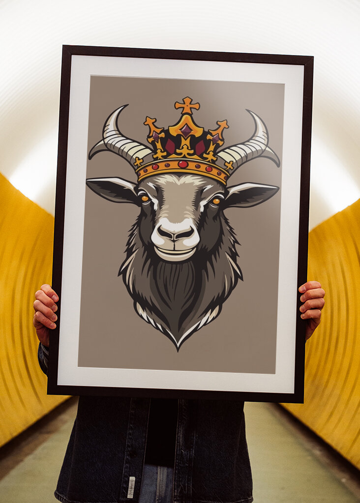 Korunovaná koza v šedé barvě