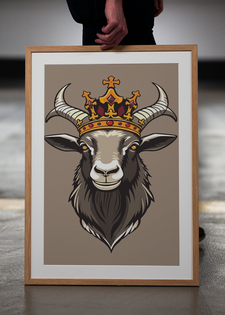 Korunovaná koza v šedé barvě