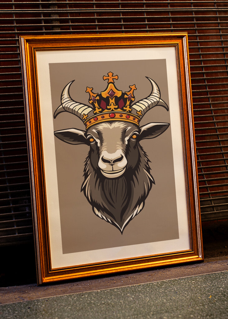 Korunovaná koza v šedé barvě
