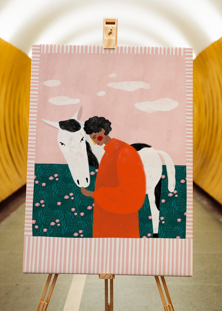 Orange Girl and Horse