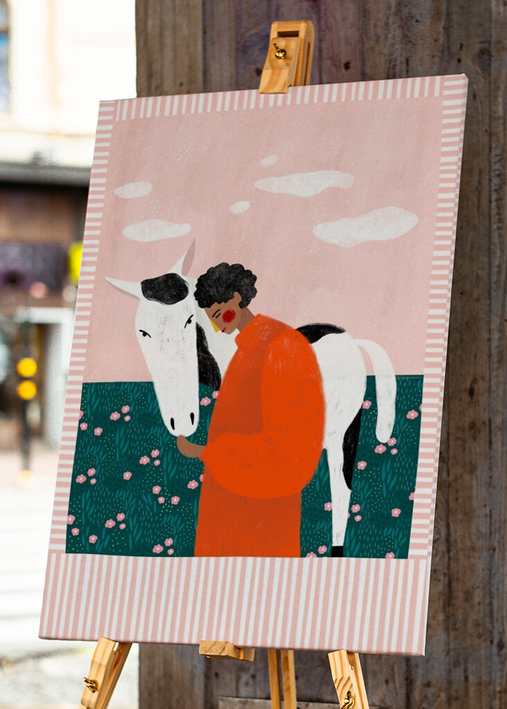 Orange Girl and Horse