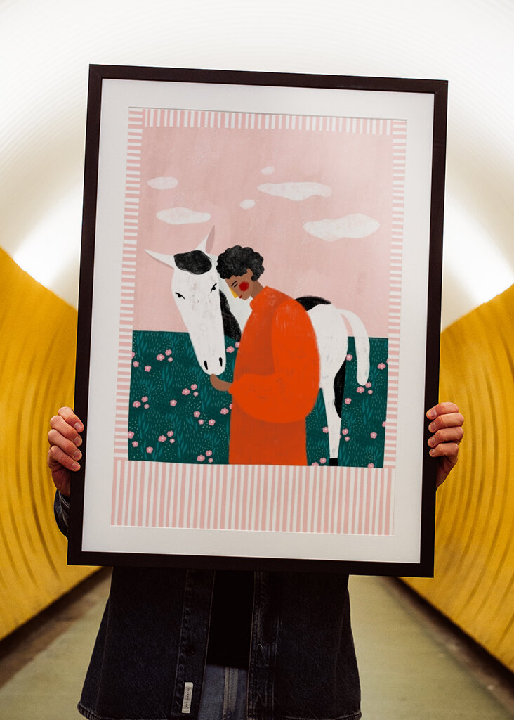 Orange Girl and Horse