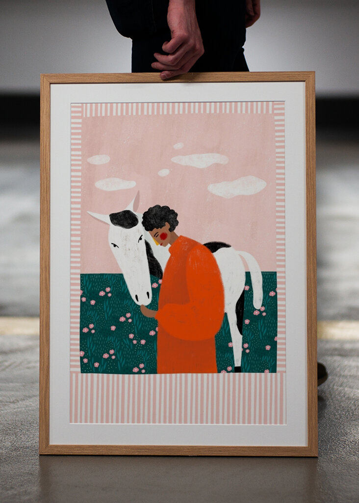 Orange Girl and Horse