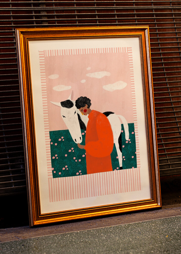 Orange Girl and Horse