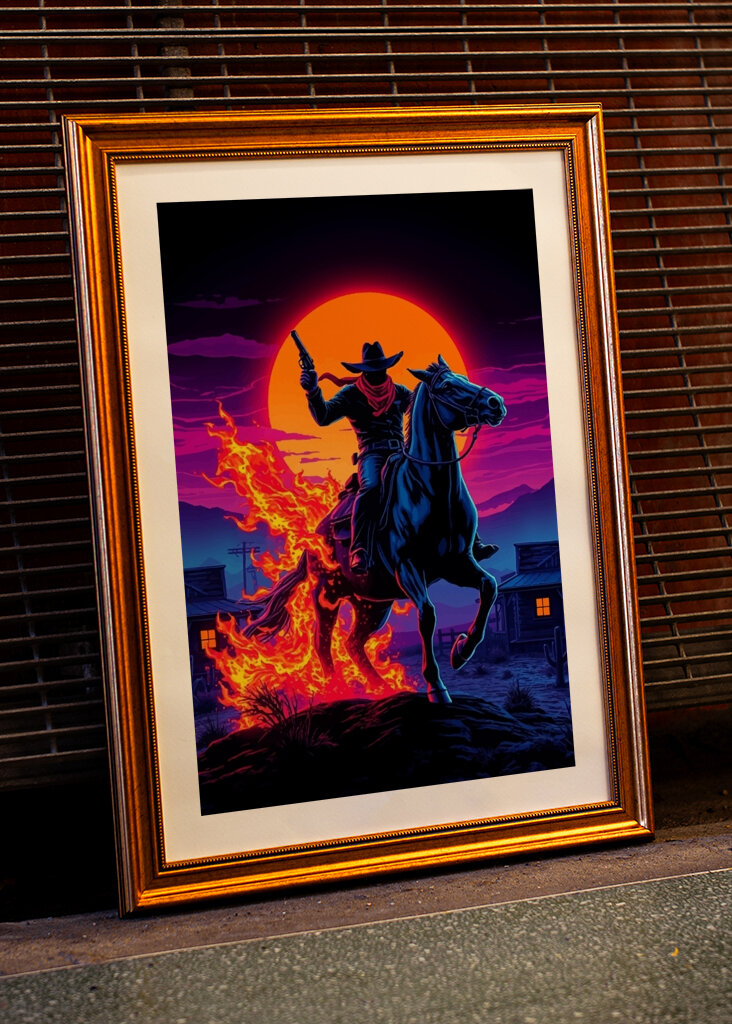 Flammen-Cowboy-Reiter